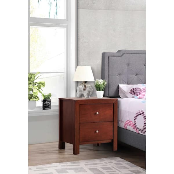 AndMakers Burlington 2-Drawer Cherry Nightstand (25 in. H x 22 in. W x 17 in. D)