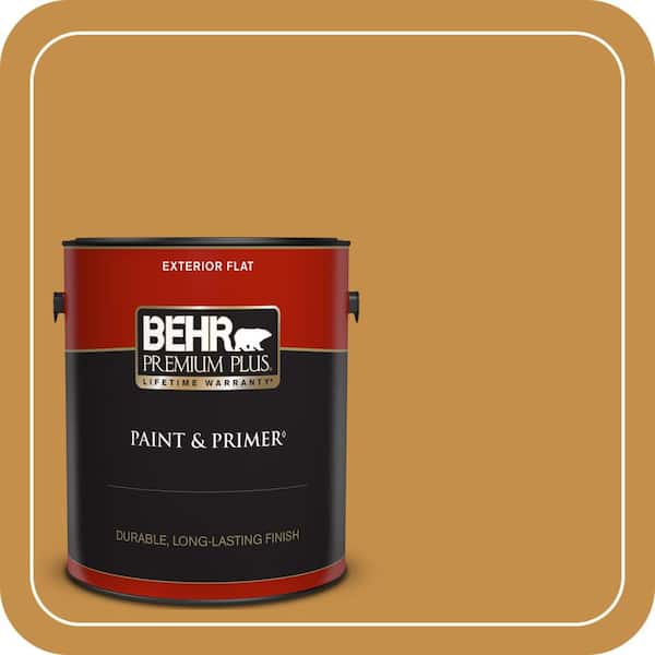 BEHR PREMIUM PLUS 1 gal. #310D-6 Light Copper Flat Exterior Paint & Primer