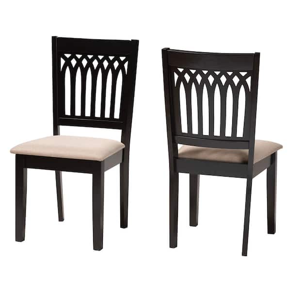 Baxton Studio Genesis Beige and Dark Brown Dining Chair (Set of 2)