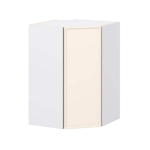 Fairview 24 in. W x 14 in. D x 35 in. H Assembled Slim Shaker Diagonal Corner Kitchen Cabinet in Washed Linen