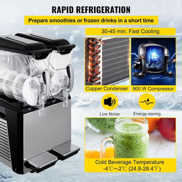 VEVOR Commercial Slushy Machine, 20L Double Tank Slushie Machine, 900W  Frozen Drink Machine, Commercial Margarita Smoothies Maker Automatic  Cleaning