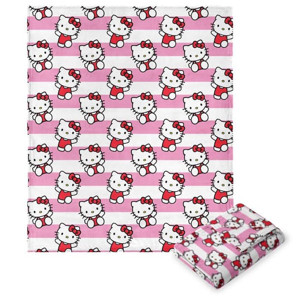 Sanrio Hello Kitty Bow And Stripes Silk Touch Throw Blanket 50x70 Inches