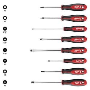 Phillips/Slotted/Square Hex Drive Screwdriver Set with Tri-Lobe Handle (8-Piece)