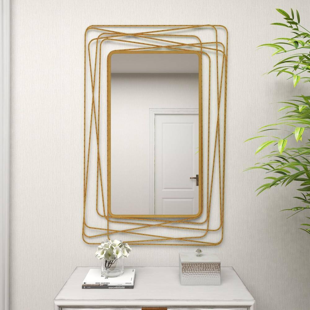 Modern Full Length Polished Gold Rectangular Wall Mirror