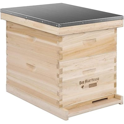Wooden 20 Frames Langstroth Honey Bee Hive Box with Metal Roof
