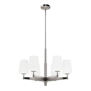 Nolita 6-Light Brushed Nickel Branch Chandelier with Cased White Glass Shades