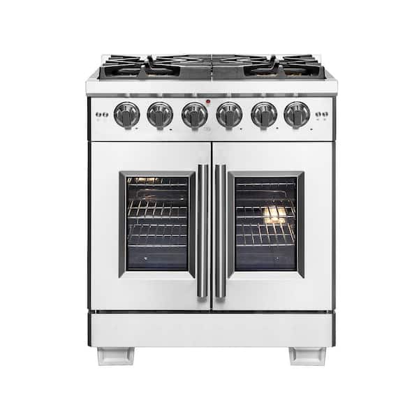 Forno Capriasca 30 in. Freestanding French Door Single Oven Gas Range 5-Burner Stainless Steel