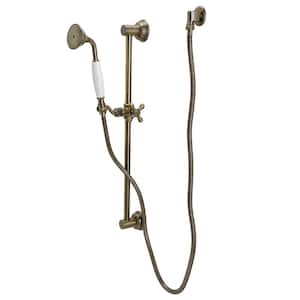 24 in. Adjustable Shower Slide Bar with Shower in Antique Brass