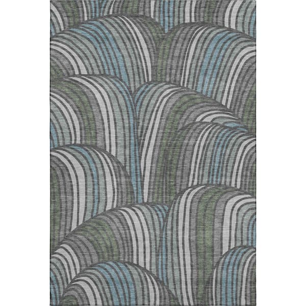 Mayfield Premium Machine Washable Abstract AMF2546 Charcoal 9 ft. x 12 ft. Area Rug