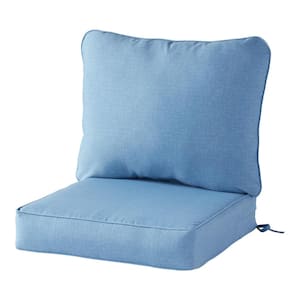 25 in. x 47 in. 2-Piece Deep Seating Outdoor Lounge Chair Cushion Set in Denim