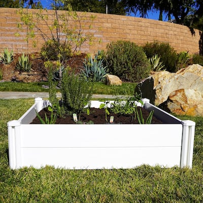 4 ft. x 4 ft. White Raised Garden Bed Vinyl Planter Box for Growing Vegetables, Flowers, Herbs and DIY Gardening