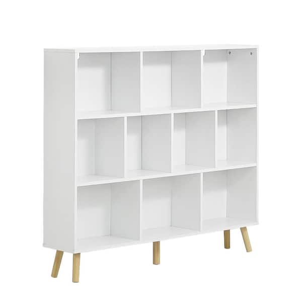 42.1 in. H x 47.2 in. W x 9.4 in. D White Wooden 10-Cube Storage Organizer with Legs