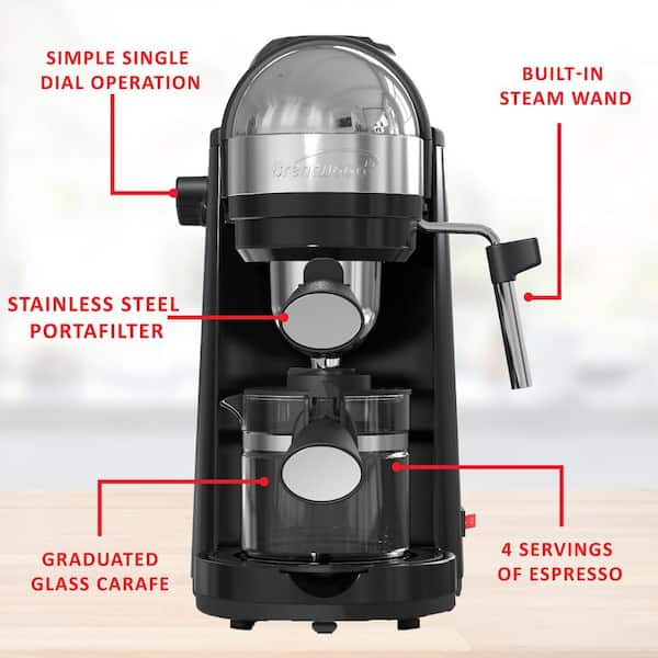 Brentwood GA-125 20 oz New Espresso and Cappuccino Maker, Black