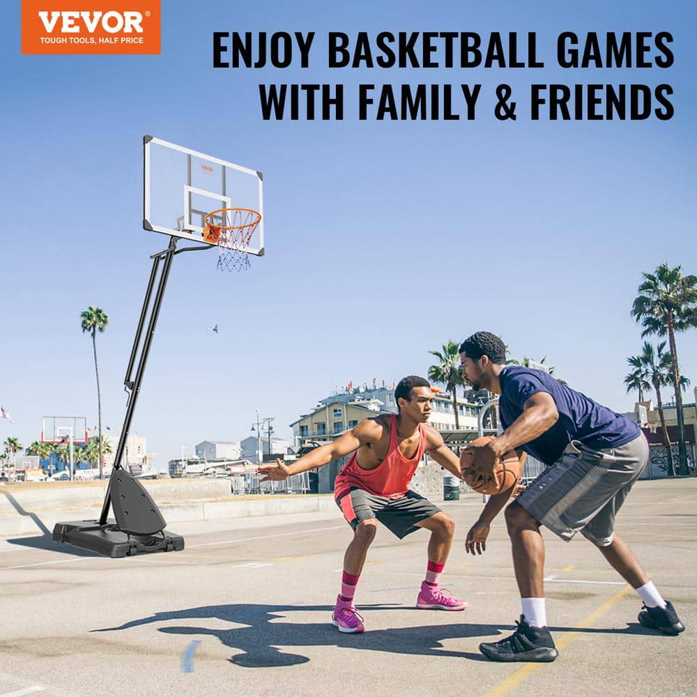 Adjustable Height Portable Multicolor Basketball Hoop with Fillable Base