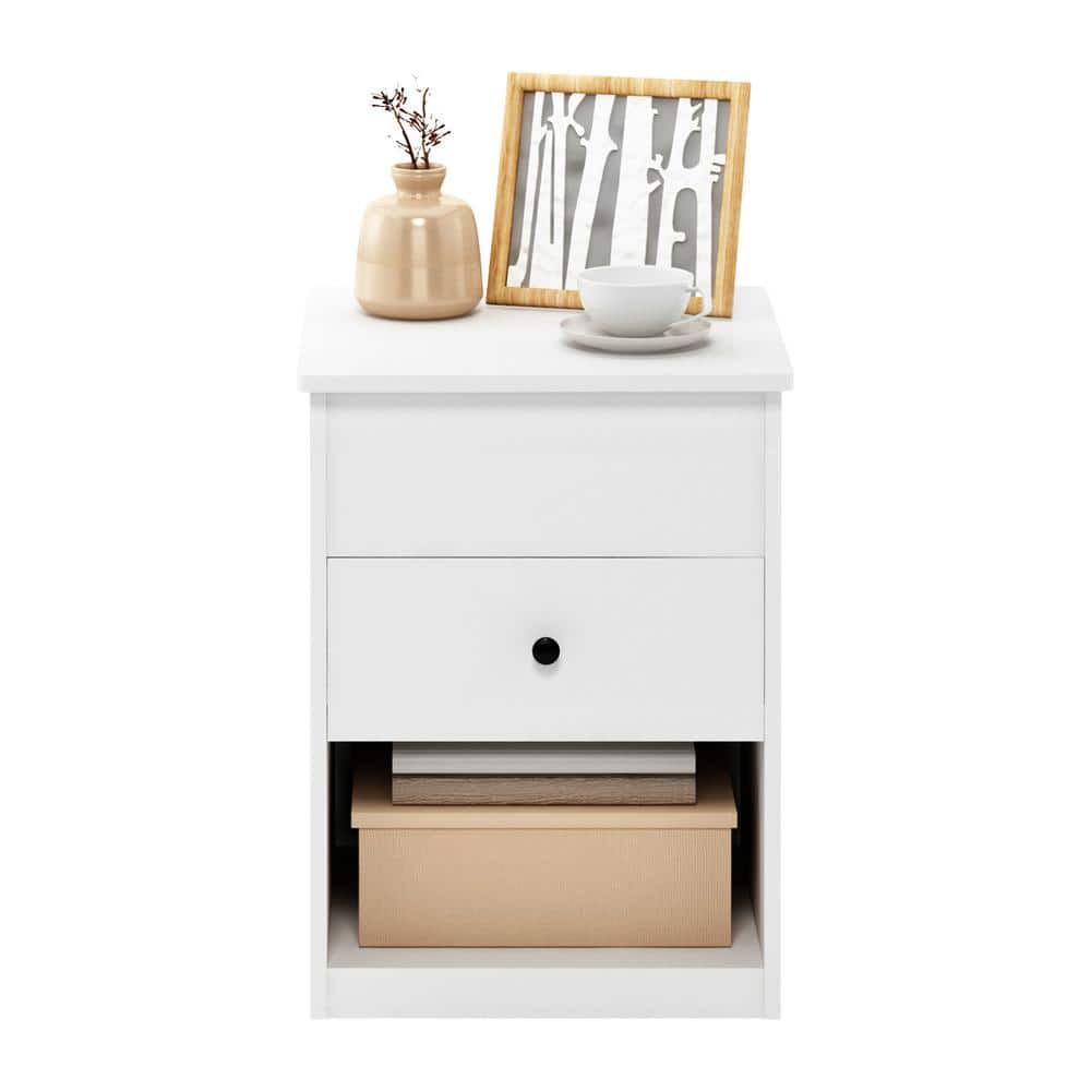 Solid White Jensen Lift-Top Composite Wood Nightstand