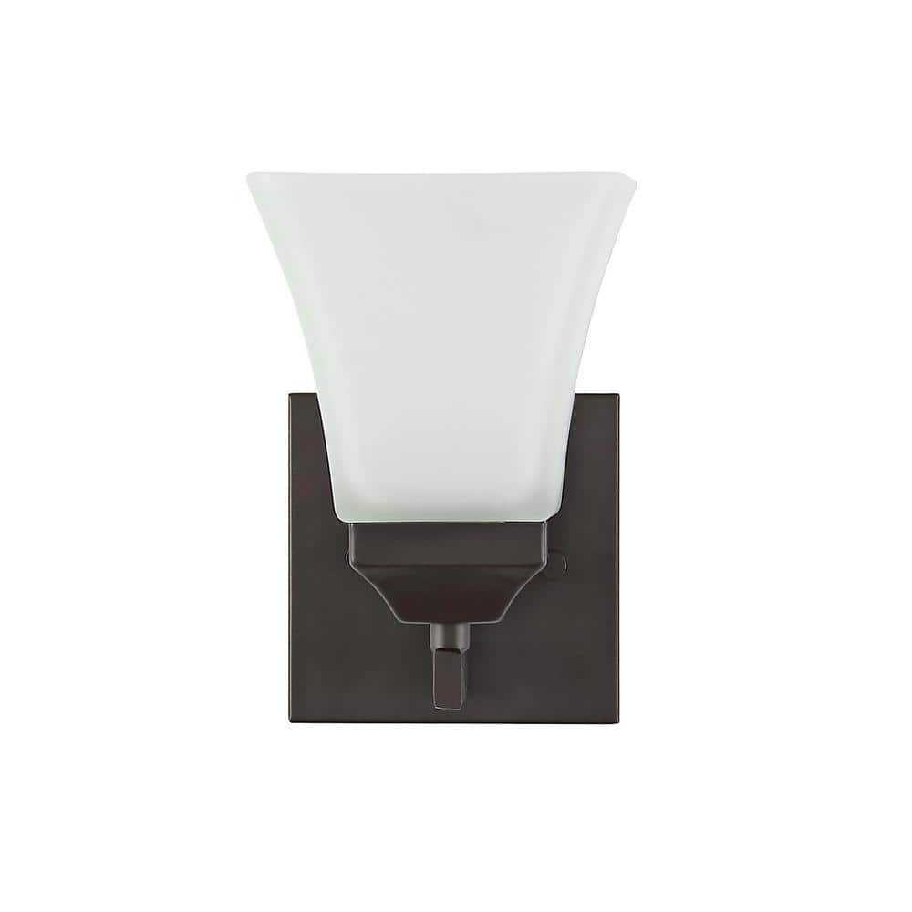 Staunton 5" Oil-Rubbed Bronze Vanity Light with White Glass Shade