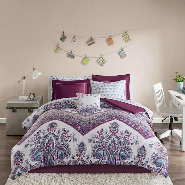 Intelligent Design Layne 7 Piece Purple, 7 Piece Bedding Set Twin Xl