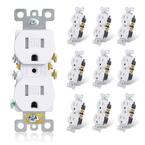 15 Amp 125-Volt Residential Grade Self Grounding Tamper Resistant Duplex Outlet without Wall Plate, Matt White (10-Pack)