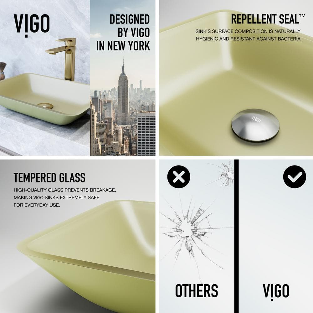 Citron Yellow Glass Rectangular Vessel Bathroom Sink