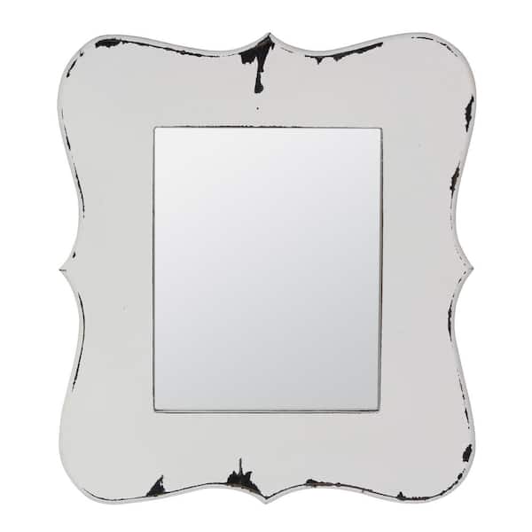 Stonebriar Collection Small Rectangle White Antiqued American Colonial Mirror (15.94 in. H x 13.976 in. W)