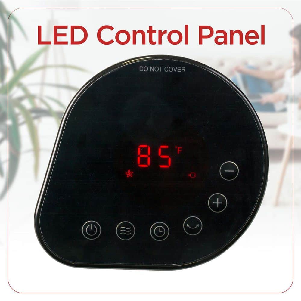 Black Ceramic Electric Tower Heater with Adjustable Thermostat