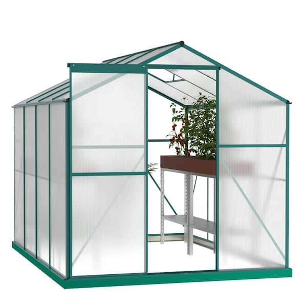 Sudzendf 74.8 in. W x 99.8 in. D x 78.74 in. H Polycarbonate Heavy-Duty Walk-In Greenhouse in Green