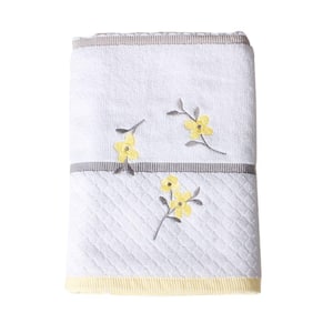 Spring White Geometric Cotton Single Bath Towel