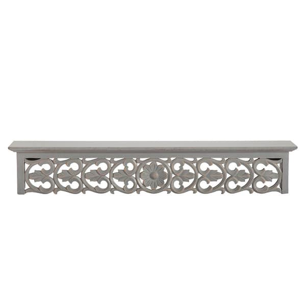 5 in. x 5 in. x 30 in. Grey MDF Carved Decorative Shelf Without Brackets