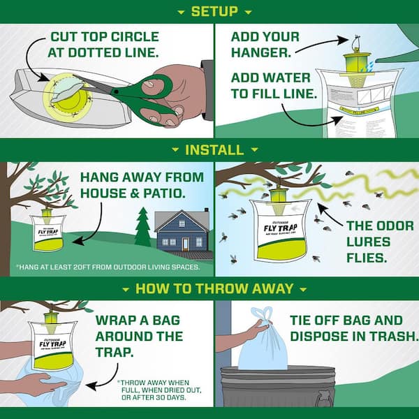 6 Outdoor Fly Traps, Outdoor Disposable Fly Bags, Fly Hunter