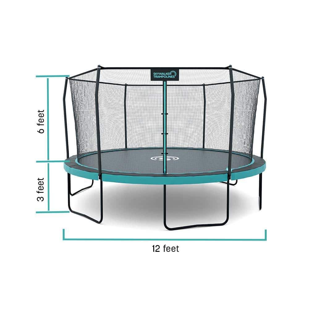 12ft Black Round Trampoline with Safety Enclosure