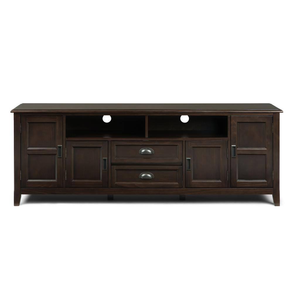 Burlington Solid Mahogany Brown 72" Transitional TV Media Stand