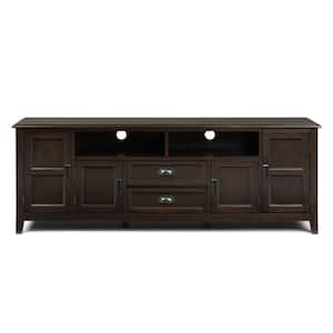 Burlington Solid Wood 72 in. Wide Transitional TV Media Stand in Mahogany Brown for TVs up to 80 in.