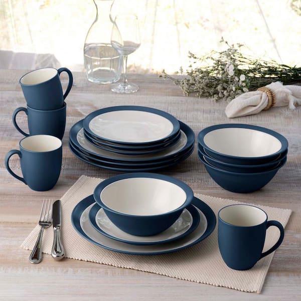 Noritake Colorwave Blue 16-Piece Curve (Blue) Stoneware Dinnerware