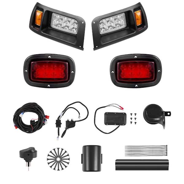 Golf Cart Light Kit, 12 Volt, Street Legal LED Headlight and Taillight Kit with Wiring Harness, Turn Signals, Cable