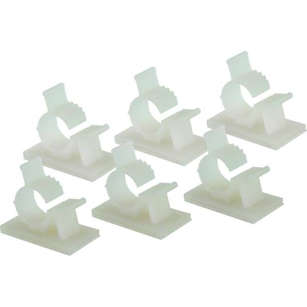 GE Small Adjustable Cable Clamp, White (6-Pack)