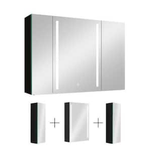 40 in. W x 30 in. H Black Rectangular Aluminum Recessed or Surface Mount Medicine Cabinet, Medicine Cabinet with Mirror