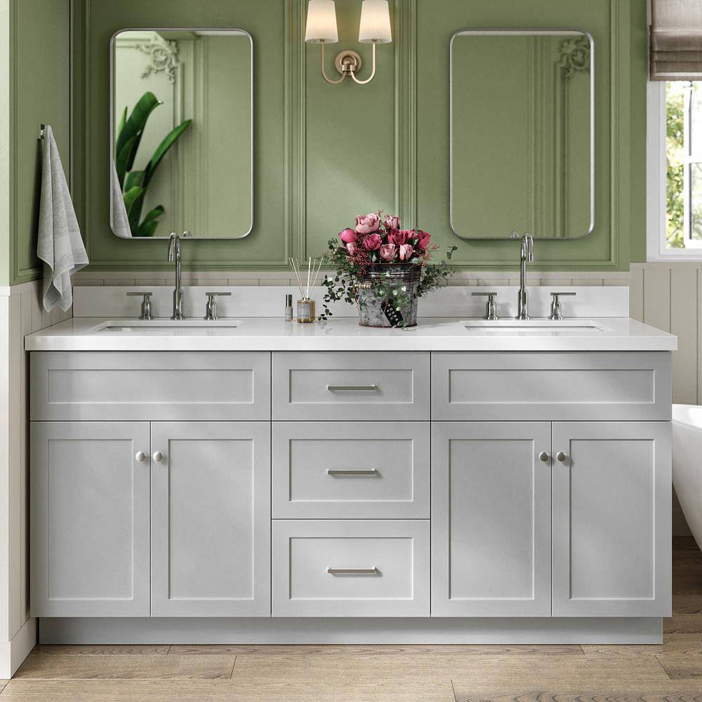 Hamlet 72" Gray Double Freestanding Vanity Cabinet