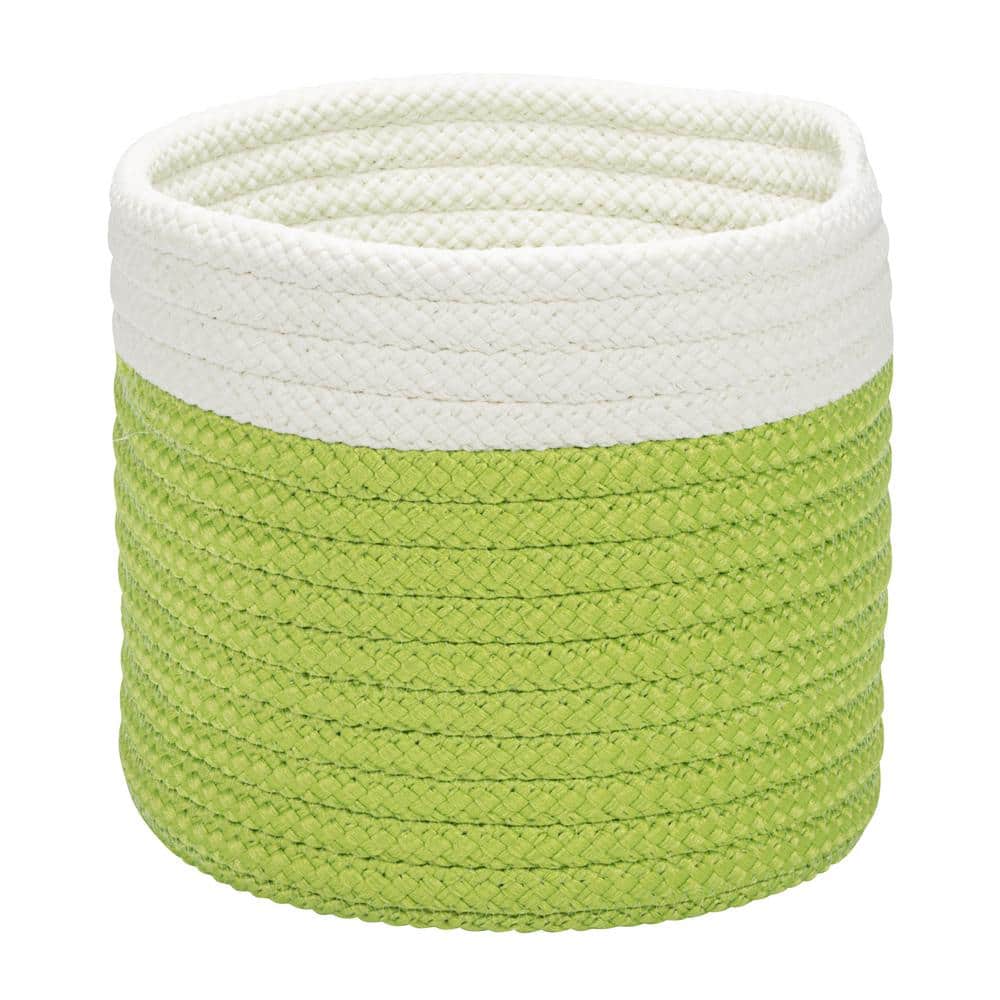 10 in. x 10 in. x 8 in. Bright Green Dipped Mini Round Polypropylene Basket