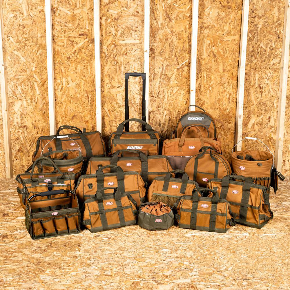 Brown and Green 16" Polyester Tool Bag with Pockets