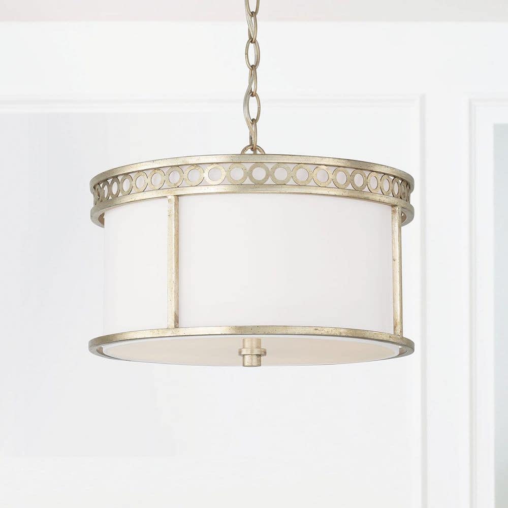 Isabella 15 in. 4-Light Drum Antique Winter Gold Semi-Flush Mount Light for Foyer price history on PriceWatchPro