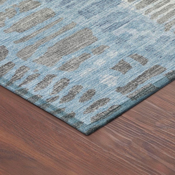 Chantille Machine Washable Indoor/Outdoor Abstract ACN2382 Denim 5 ft. x 7 ft. 6 in. Area Rug
