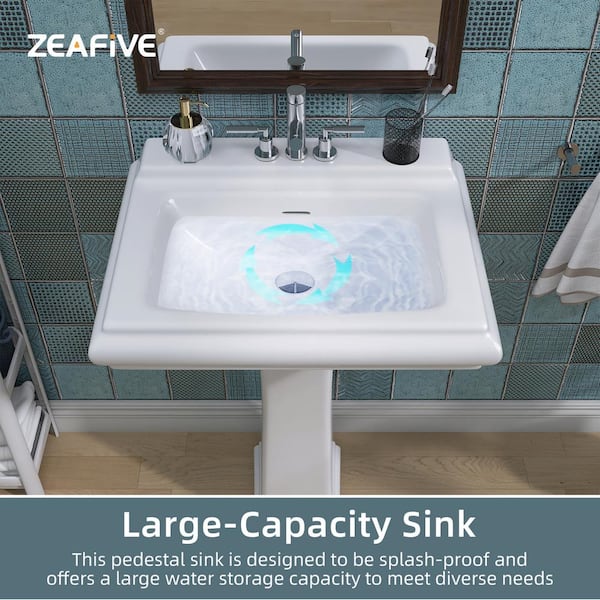 Zeafive 26 in. W x 20 in. D Vitreous China Pedestal Sink Combo