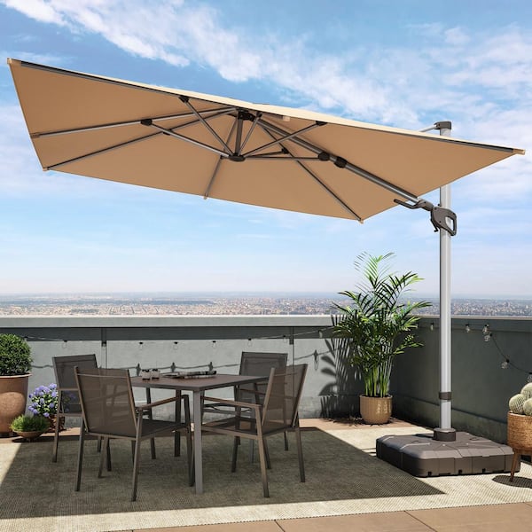 LAUSAINT HOME 10 ft. Aluminum Cantilever Patio Umbrella in Khaki