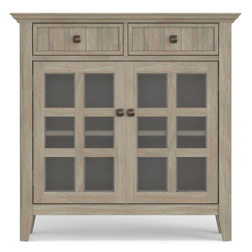 Distressed Grey Solid Wood Office Cabinet with Adjustable Shelving