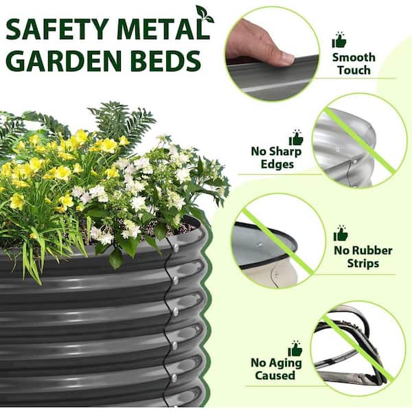 Grey 144 in. x 36 in. x 18 in. Oval Galvanized Steel Outdoor