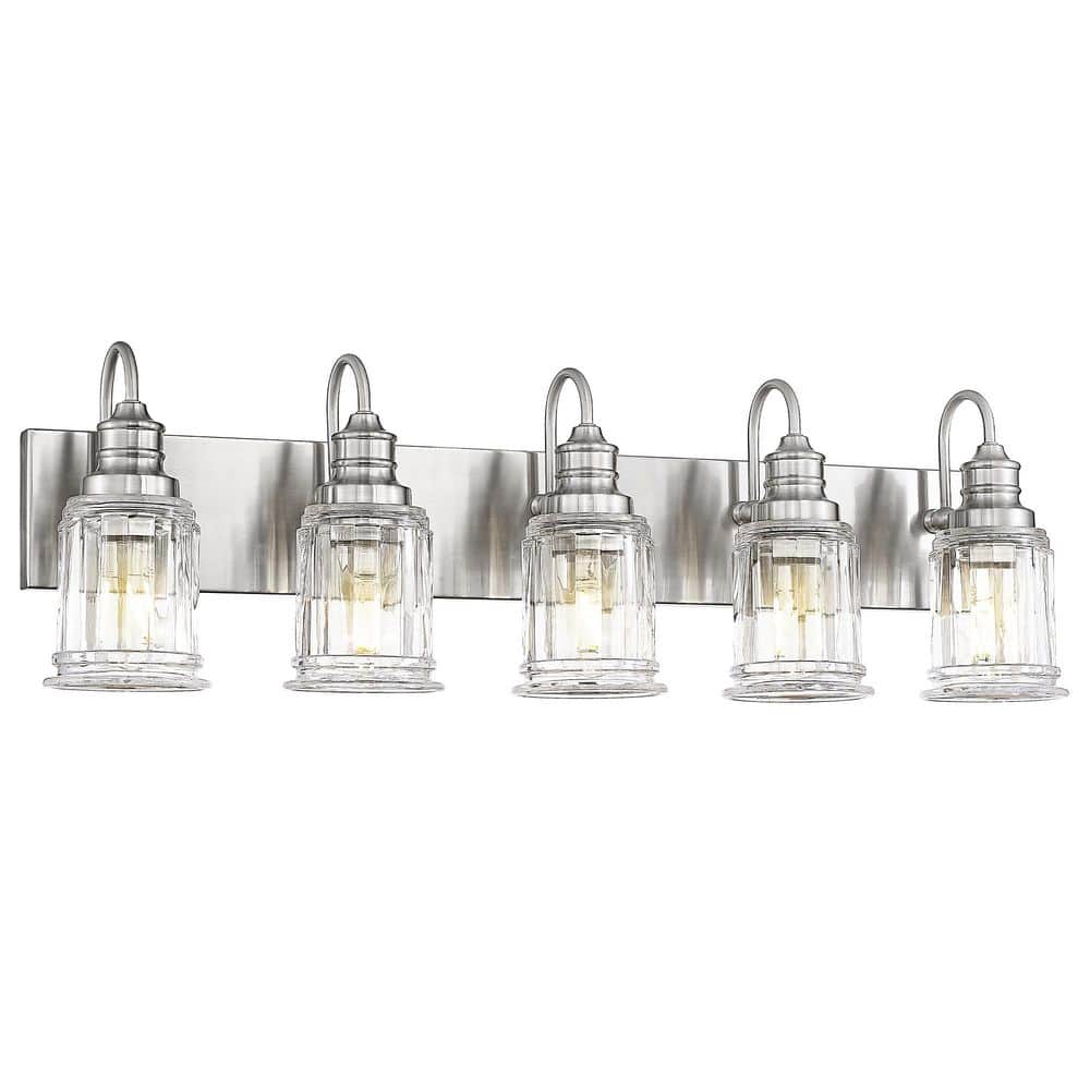33 in. 5 Light Brushed Nickel Vanity Light with Clear Glass Shade price history on PriceWatchPro