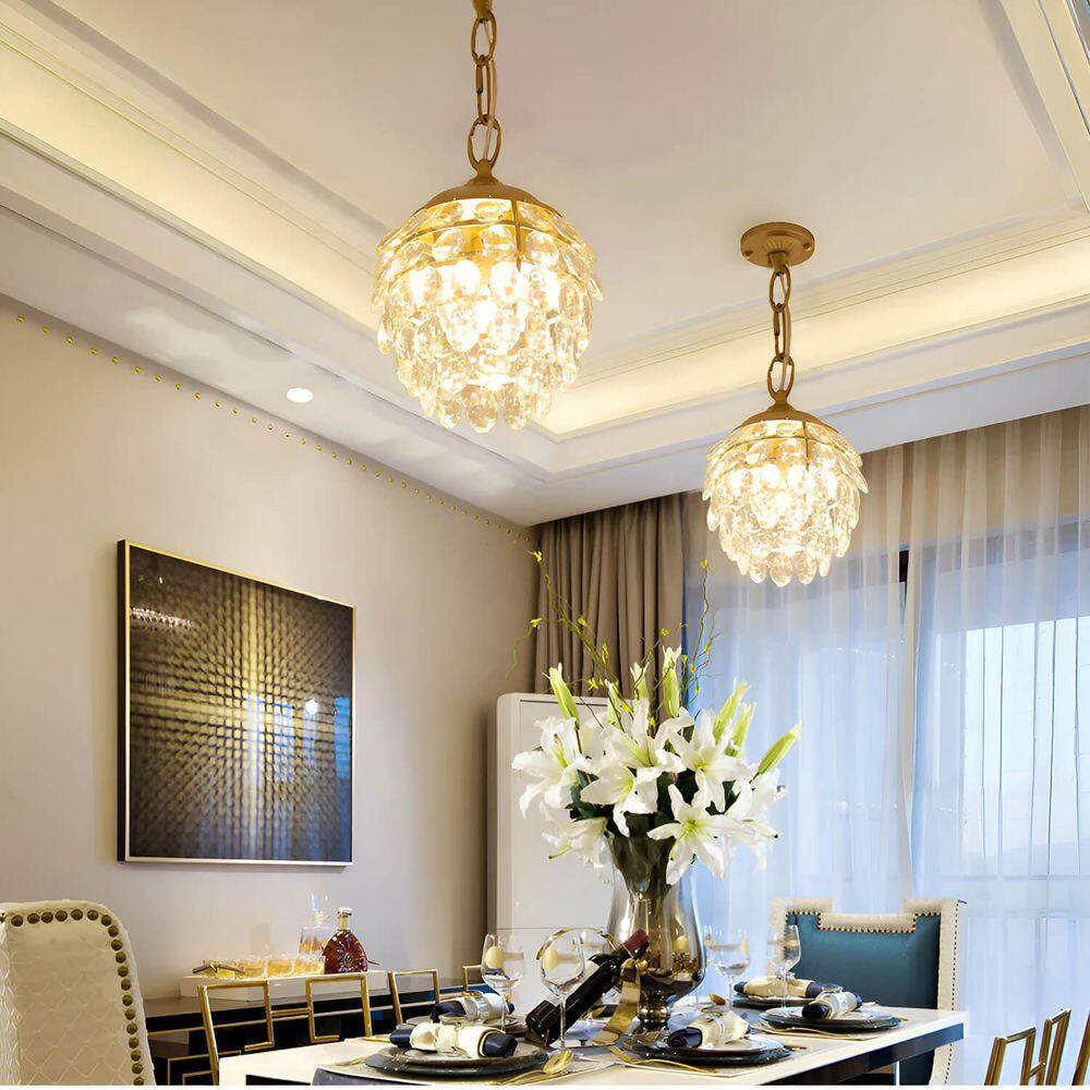 Everest 3-Light Antique Brass Chain Pine Cone Crystal Chandelier for Dining, Living, Hallway with E12 Candelabra Bulbs price history on PriceWatchPro