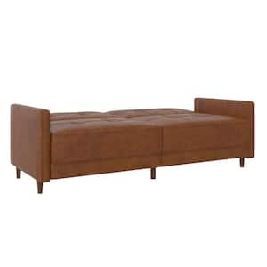 Kory Camel Faux Leather Upholstered Coil Futon