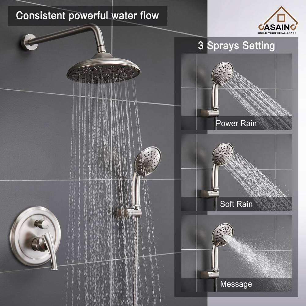 Brushed Nickel Multi-Head Wall Mounted Shower System