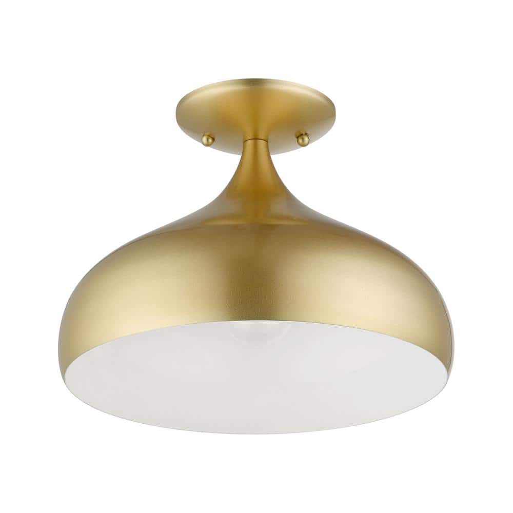 Amador Soft Gold Teardrop Flush Mount with Shiny White Interior
